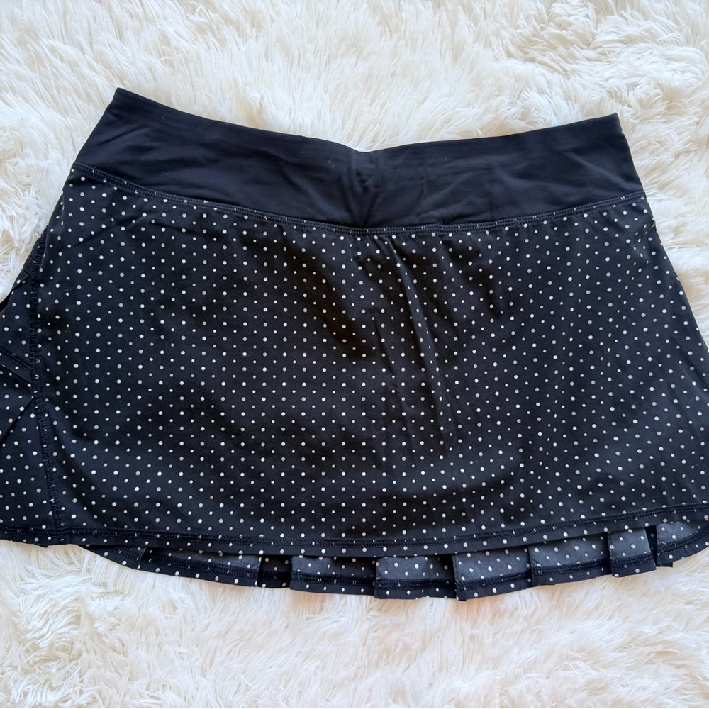lululemon athletica Black Polka Dot athletic Skirt with Pleated Trim